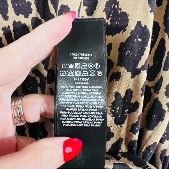 7 For All Mankind Leopard Print Puff Shoulder Long Sleeve Tee Size S - Picture 11 of 11